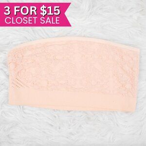 Spiritual Gangster Strapless Bandeau Bralette Size XS Small Peach Lace Knit